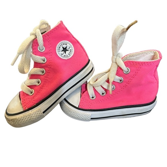Converse Chuck Taylor High Top Hot Pink Barbiecore Sneakers Baby Infant Girl 4 - Picture 1 of 8